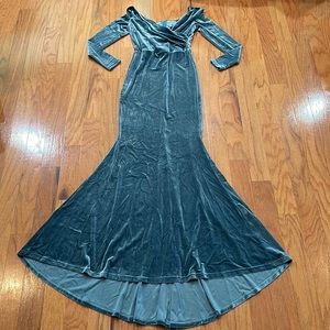 Giffniseti Dusty Blue Teal color Size XS Maxi Dress Formal Prom Holiday Mermaid